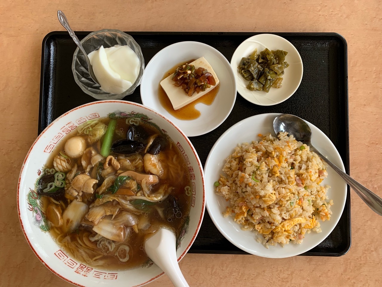 五目野菜のあんかけラーメン＋チャーハン